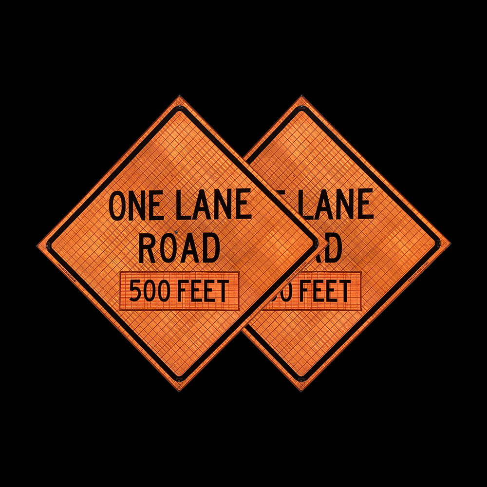 48 Inch Reflective One Lane Road 500 Feet Roll Up Traffic Sign - 